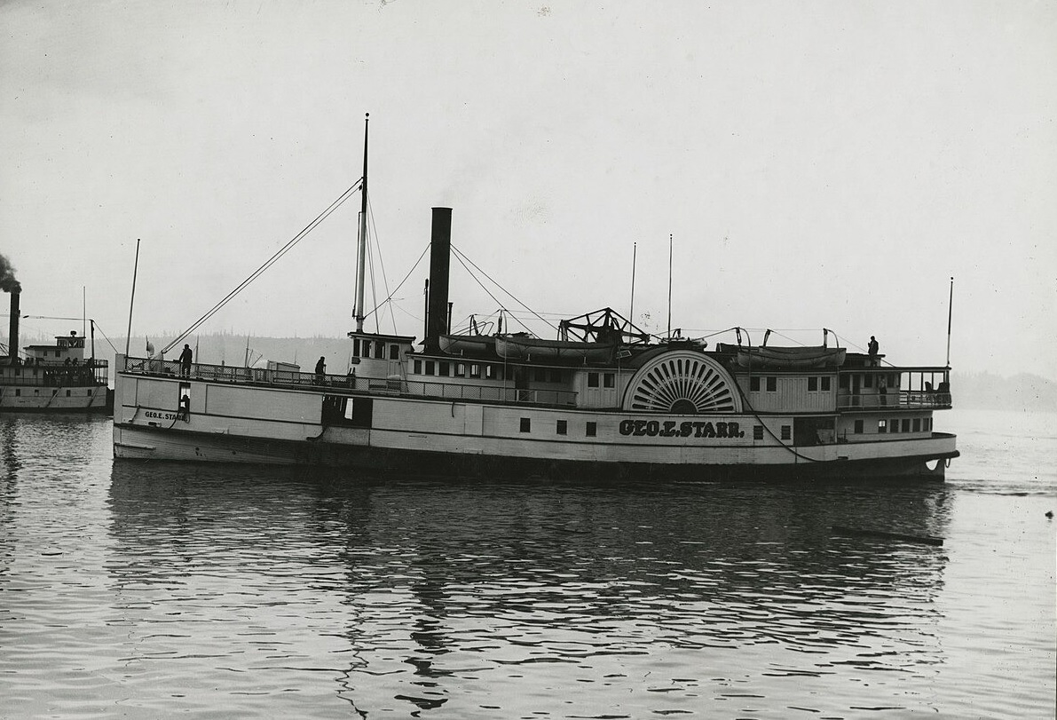 An image of the George E Starr, which plied the waters of Puget Sound for many years. She was initially seized at sea by the Wolcott for having a defective manifest on August 30, 1891. The Collector of Customs at Port Townsend added opium smuggling to the list of infractions after inspectors found 30 pounds of opium concealed in the galley and cook’s quarters the next day. (Seattle Public Library) An image of the George E Starr, which plied the waters of Puget Sound for many years. She was initially seized at sea by the Wolcott for having a defective manifest on August 30, 1891. The Collector of Customs at Port Townsend added opium smuggling to the list of infractions after inspectors found 30 pounds of opium concealed in the galley and cook’s quarters the next day. (Seattle Public Library)